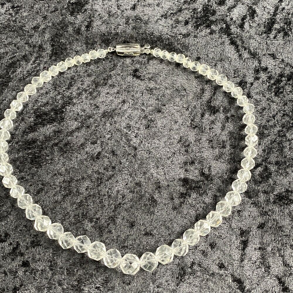 Vintage Takumi Womens Clear Crystal‎ Faceted Beaded Necklace with Box Japan - Picture 7 of 10